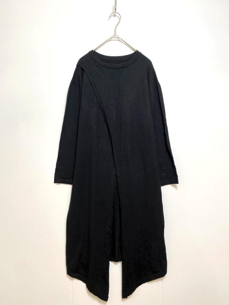 ゆうパケットOK 美品 FRENCH PAVE フレンチパヴェ w68744 薄手ニット スリット ワンピース 黒 ■■拍卖