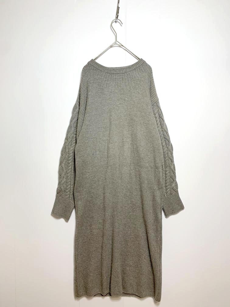 美品 URBAN RESEARCH ROSSO アーバンリサーチロッソ RA17-22C007 定価16500円 片畦ケーブルスリーブニット ワンピース sizeF/グレー ◆■拍卖