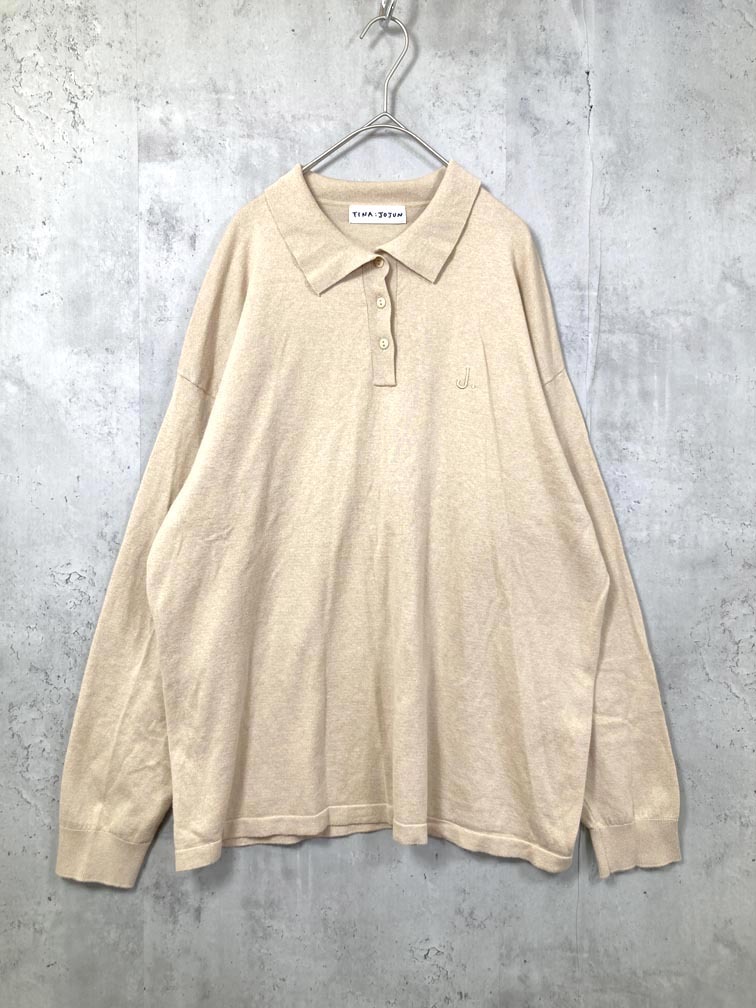ゆうパケットOK TINA:JOJUN ティーナジョジュン 定価6490円 オーガニックコットン ユニセックスポロ ニット セーター sizeM/ベージュ ■■拍卖