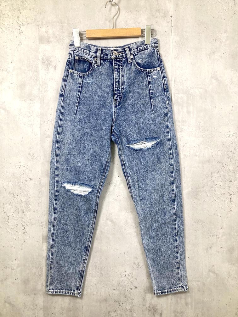 ゆうパケットOK GYDA ジェイダ 072222418001-01 ハイウエスト タックデザインペグトップデニム パンツ sizeS/青 ■■拍卖