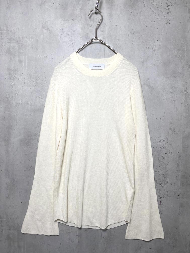 ゆうパケットOK ADAM ET ROPE’ アダムエロペ GAM-23050-B アンチピリングフレアスリーブ プルオーバー sizeF/白 ■■拍卖