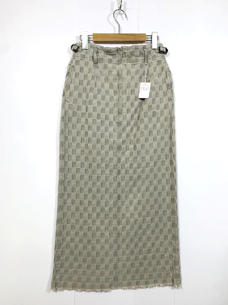 ゆうパケットOK 新品 KBF ケービーエフ アーバンリサーチ KB24-25V060 定価6930円 チェッカーパターンデニム スカート sizeOne/グレー ■■拍卖