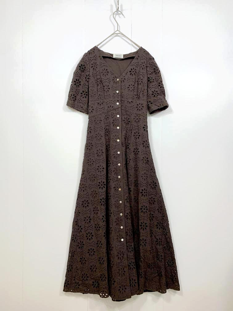 ゆうパケットOK DEICY デイシー 103030122 定価28600円 フラワーレースフレア ワンピース size0/茶 ■◆拍卖