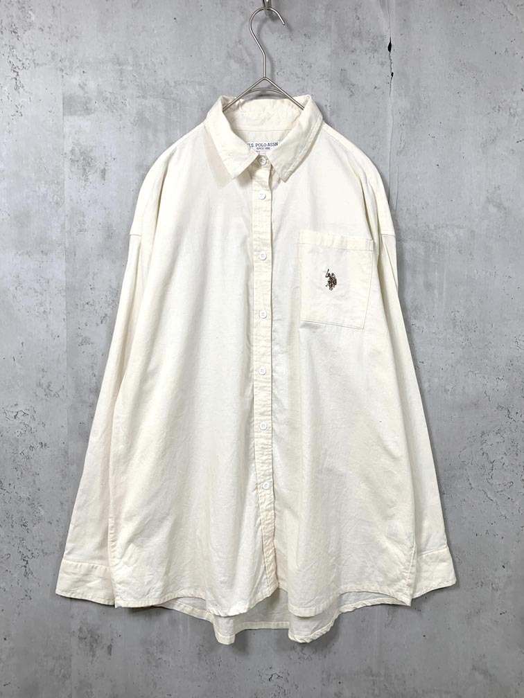 ゆうパケットOK U.S.POLO ASSN. ユーエスポロアッスン PLL13707WG ビッグシルエット シャツ sizeF/ベージュ ■■拍卖