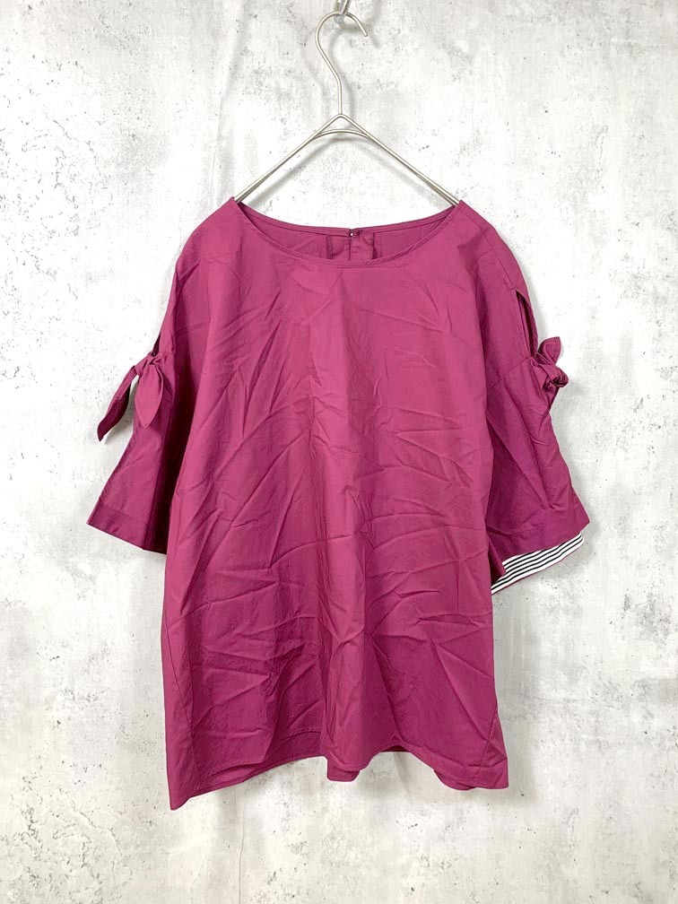 ゆうパケットOK 美品 KUMIKYOKU 組曲 定価14300円 マシュマロタイプライター ブラウス シャツ size3/ワインレッド ■◆拍卖