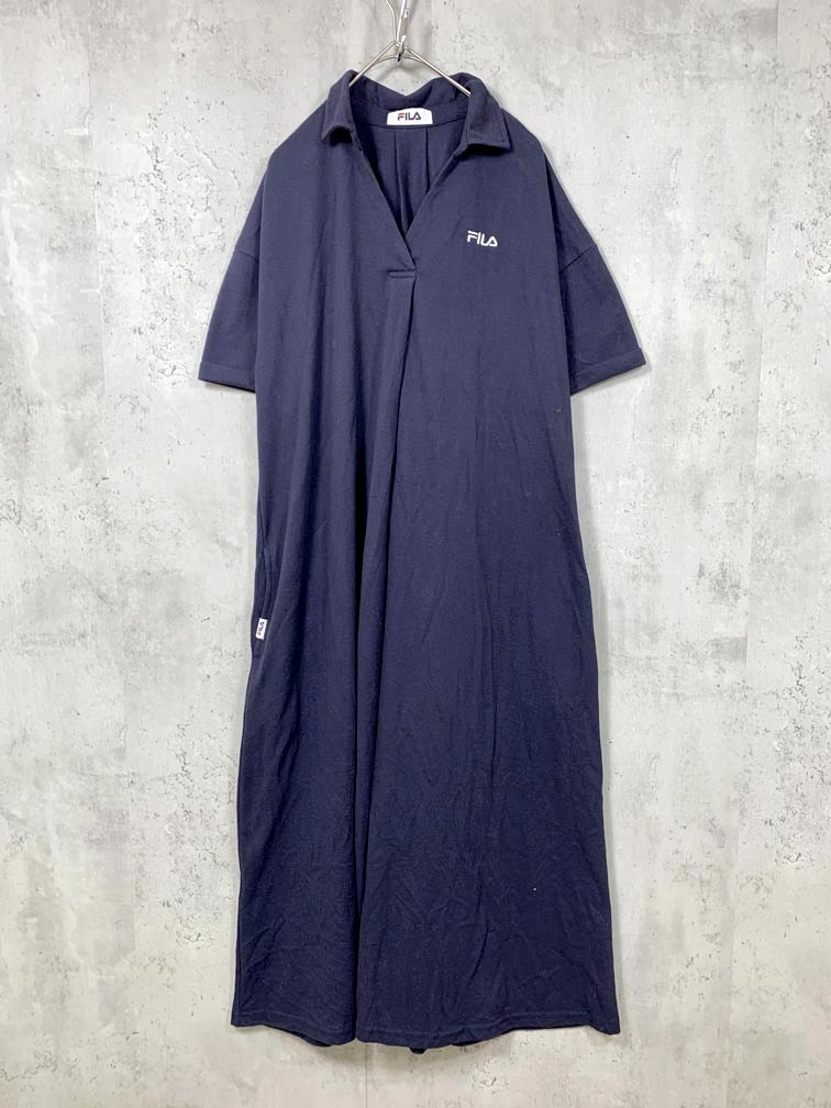 ゆうパケットOK FILA フィラ 717339-09 フレア ポロ ワンピース sizeM/紺 ■◆拍卖