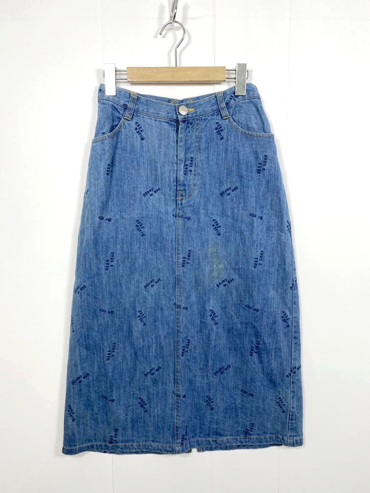 ゆうパケットOK didizizi ディディジジ HIDE&SEEK 刺繍 デニムスカート sizeF/青 ■■拍卖