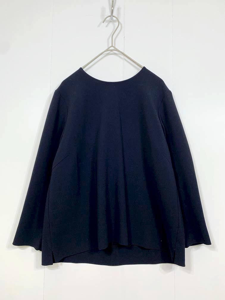 ゆうパケットOK BEAUTY & YOUTH ビューティ&ユース ユナイテッドアローズ ダブルクロスクルーネック9分袖 ブラウス シャツ sizeS/紺 ■■拍卖