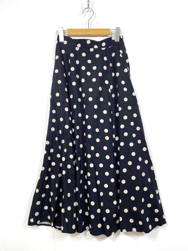ゆうパケットOK URBAN RESEARCH Sonny Label アーバンリサーチサニーレーベル 定価8800円 ドットプリントフレア スカート size36/紺 ■■拍卖