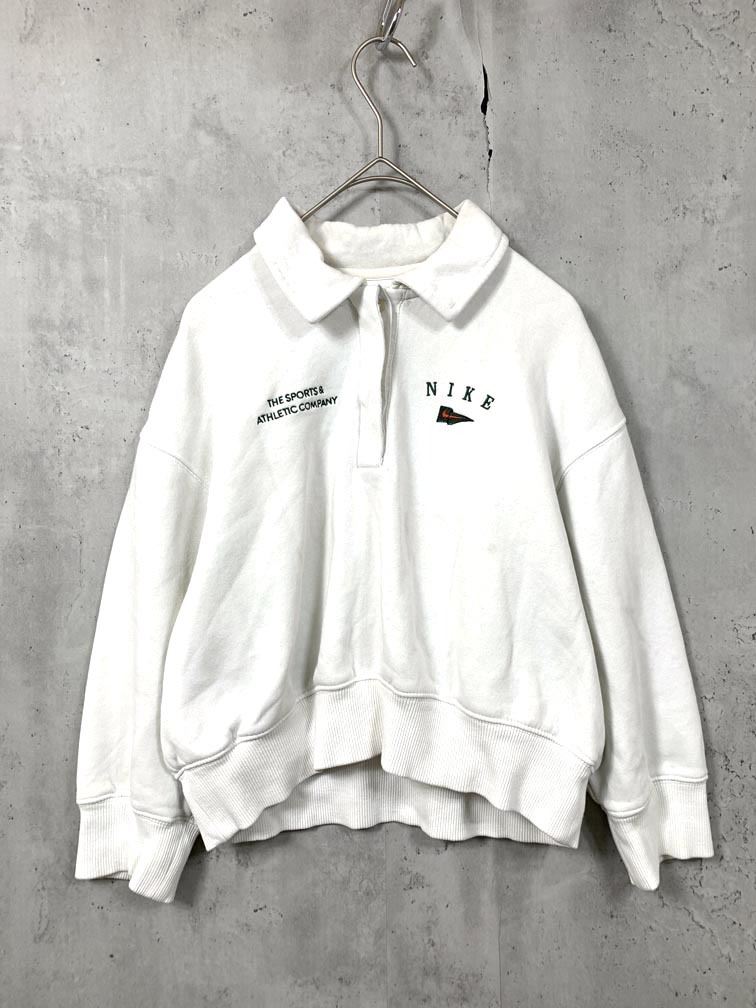 ゆうパケットOK NIKE ナイキ FD0895-133 裏起毛 クロップ トップ 3Q ポロ プルオーバー sizeXS/白 ■■拍卖
