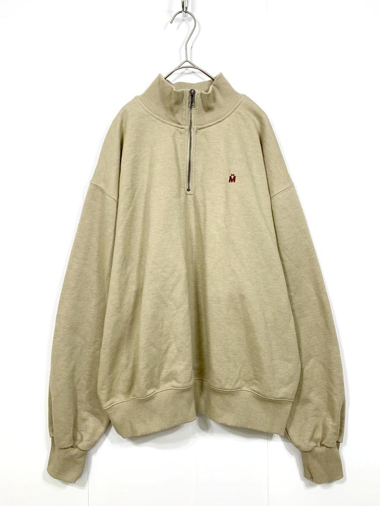 MUHET ミュエータ ワンポイント 裏毛 ハーフジップ スウェット sizeS/ベージュ ■■拍卖