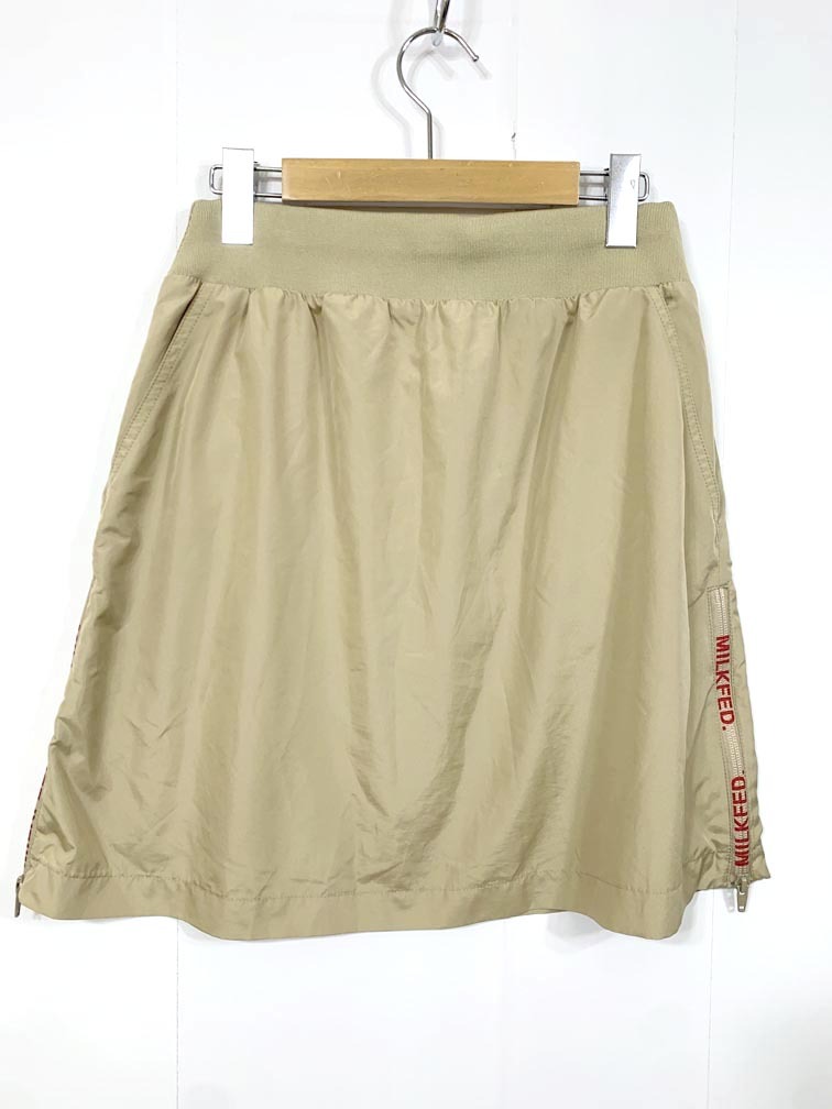 ゆうパケットOK MILKFED ミルクフェド 台形 サイドメッシュ ミニ スカート sizeONE/ベージュ ■■拍卖