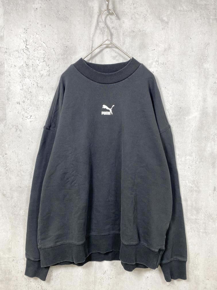 ゆうパケットOK PUMA プーマ 裏毛 ロゴ クルーネック スウェット sizeL/黒 ■■拍卖