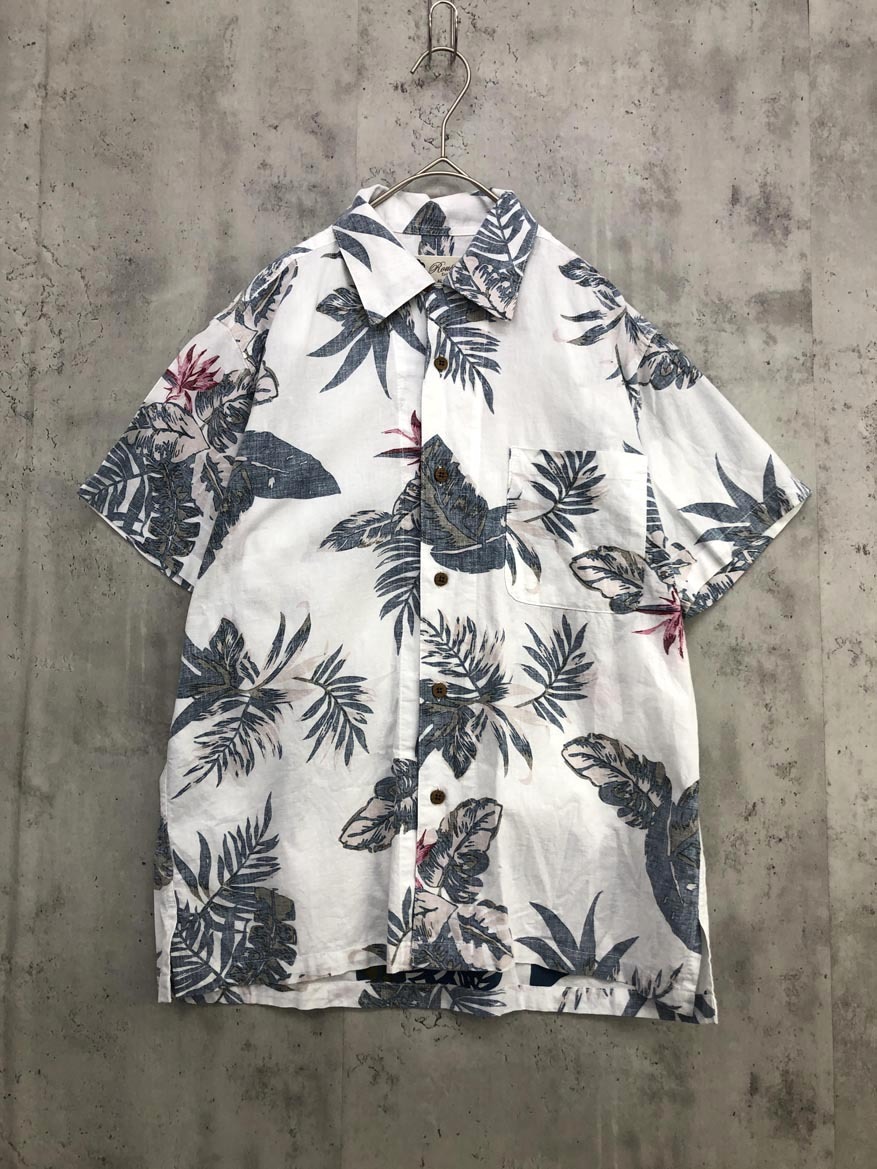 ゆうパケットOK 美品 Roushatte ルーシャット 綿100% ボタニカル柄 アロハ シャツ sizeS/ホワイト系 ■◆ ☆ fga1 メンズ拍卖