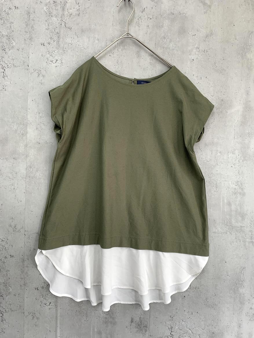 ゆうパケットOK SHIPS シップス コットン リネン ドッキング トップス Tシャツ sizeONE/オリーブ ■◆ ☆ fga2 レディース拍卖