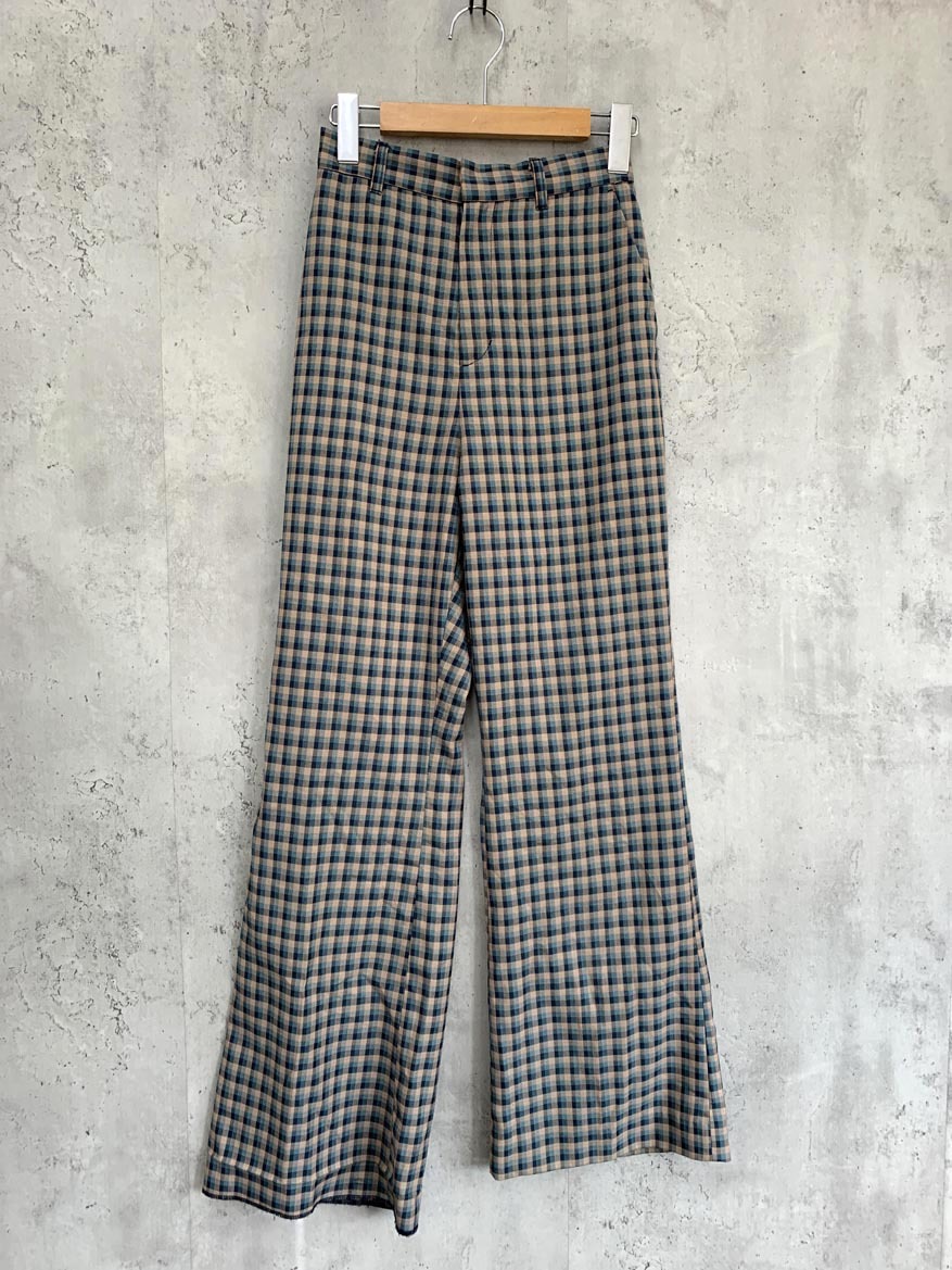 ゆうパケットOK WoM ワム ハイウエスト チェック パンツ sizeS/ブルー系 ◇■ ☆ fga9 レディース拍卖