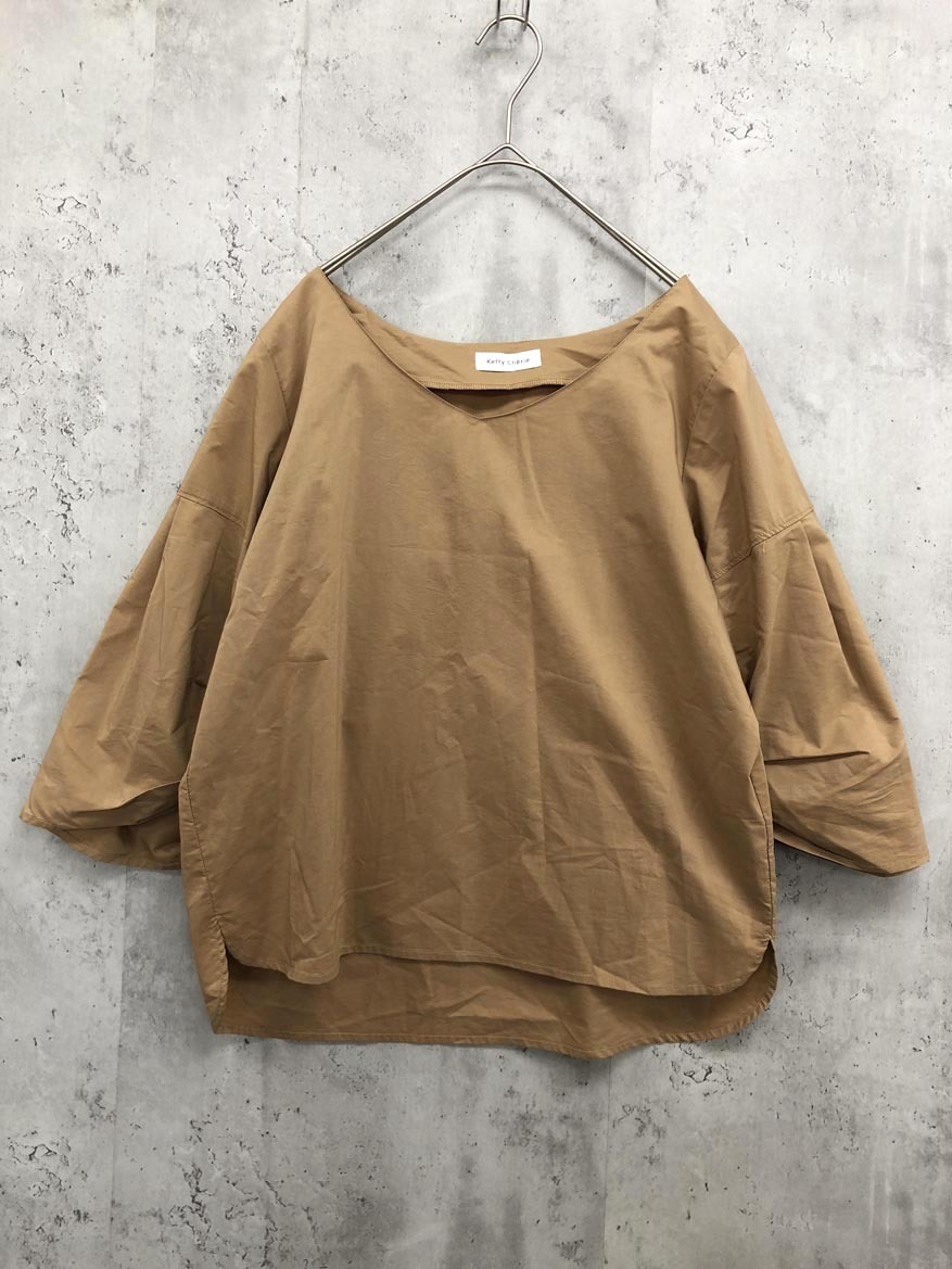 ゆうパケットOK ketty cherie ケティ シェリー フレアスリーブ 5分袖 Vネック ブラウス シャツ sizeF/ブラウン系 ■◆ ☆ fgb1 レディース拍卖