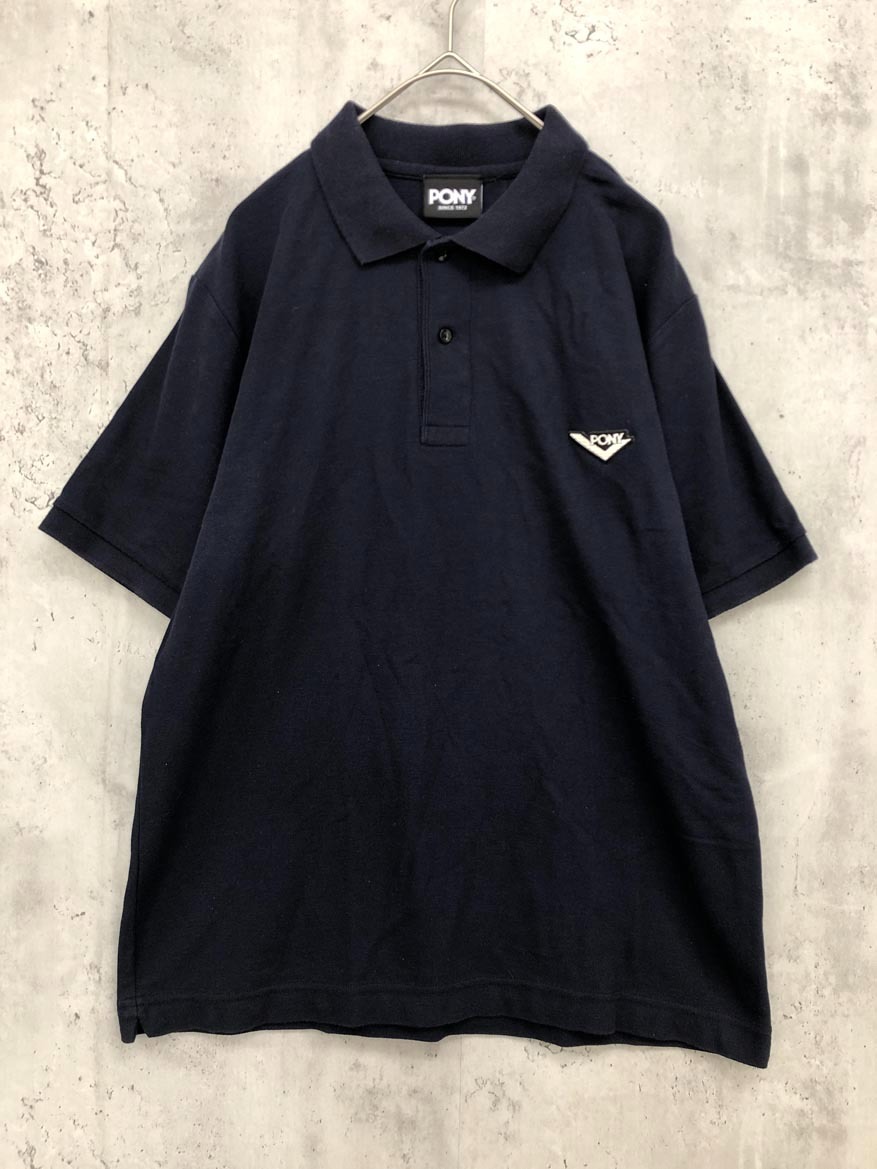 ゆうパケットOK PONY ポニー ロゴ刺繍 ポロシャツ 紺 ■◆ ☆ fgb5 メンズ拍卖