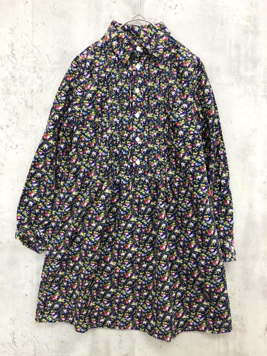 ゆうパケットOK POLO RALPH LAUREN ポロ ラルフローレン 小花柄 長袖シャツ ワンピース size10(140)/総柄 ◇■ ☆ fgb0 子供服拍卖