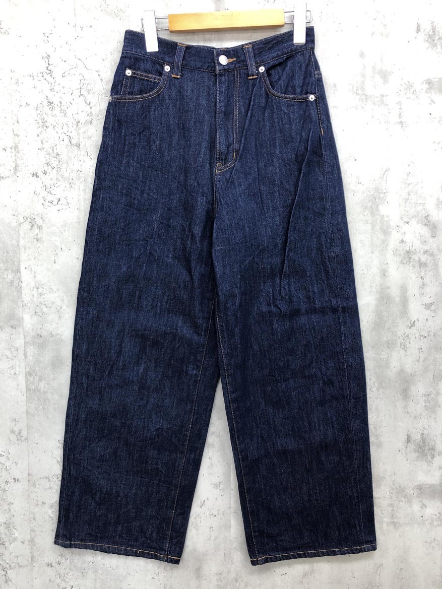 CANAL JEAN キャナルジーン ハイウエスト ワイド デニムパンツ sizeS/紺 ■■ ☆ fgb0 レディース拍卖