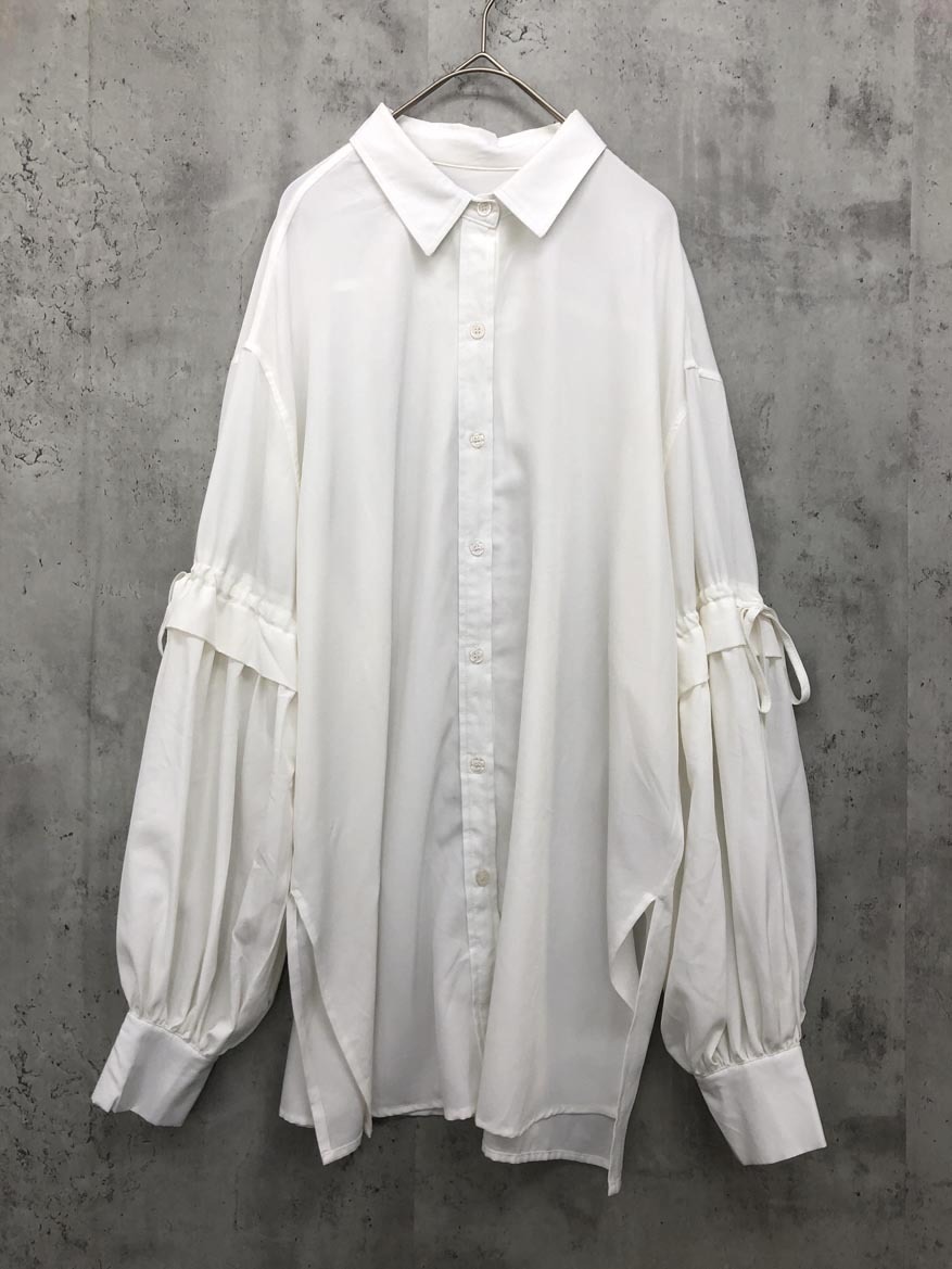 ゆうパケットOK AUNT MARIE’S アントマリーズ ギャザー スリーブ ルーズ オーバー シャツ sizeF/白 ◇■ ☆ fgc5 レディース拍卖