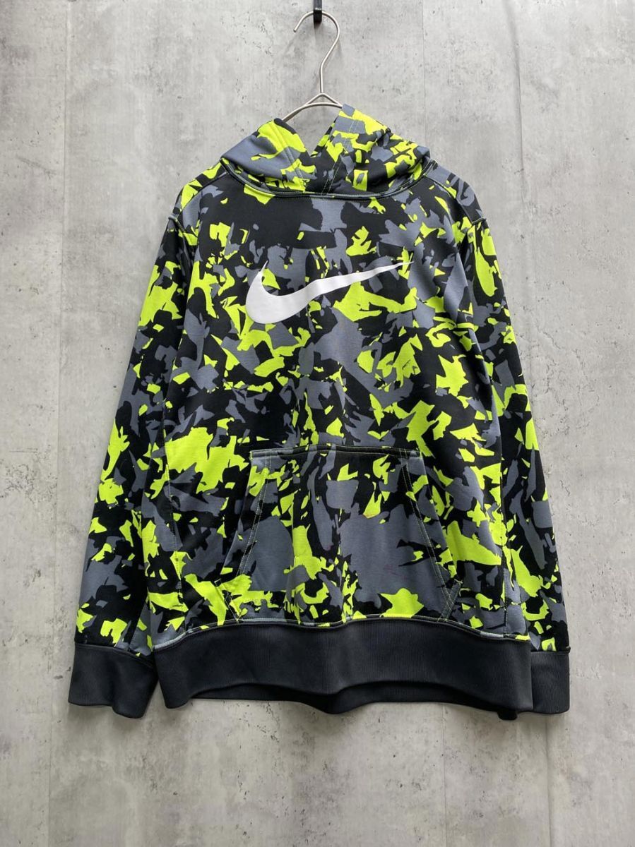 ゆうパケットOK NIKE ナイキ THERMA FIT プルオーバー パーカー sizeL/黒x黄 ◇■拍卖