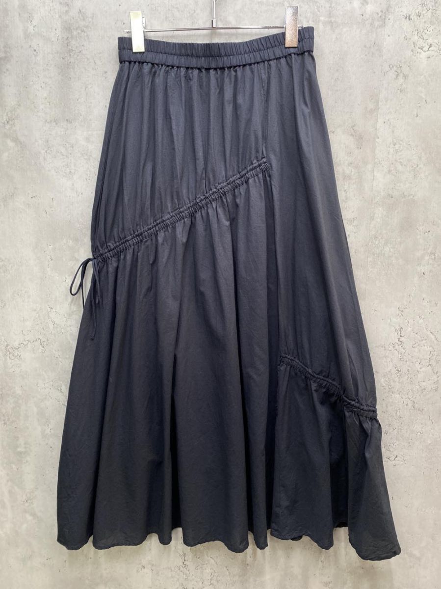 ゆうパケットOK FREAK’S STORE フリークスストア 1111248901959 インド アシメ リボン スカート ギャザー ロング sizeF/黒 ■◆拍卖
