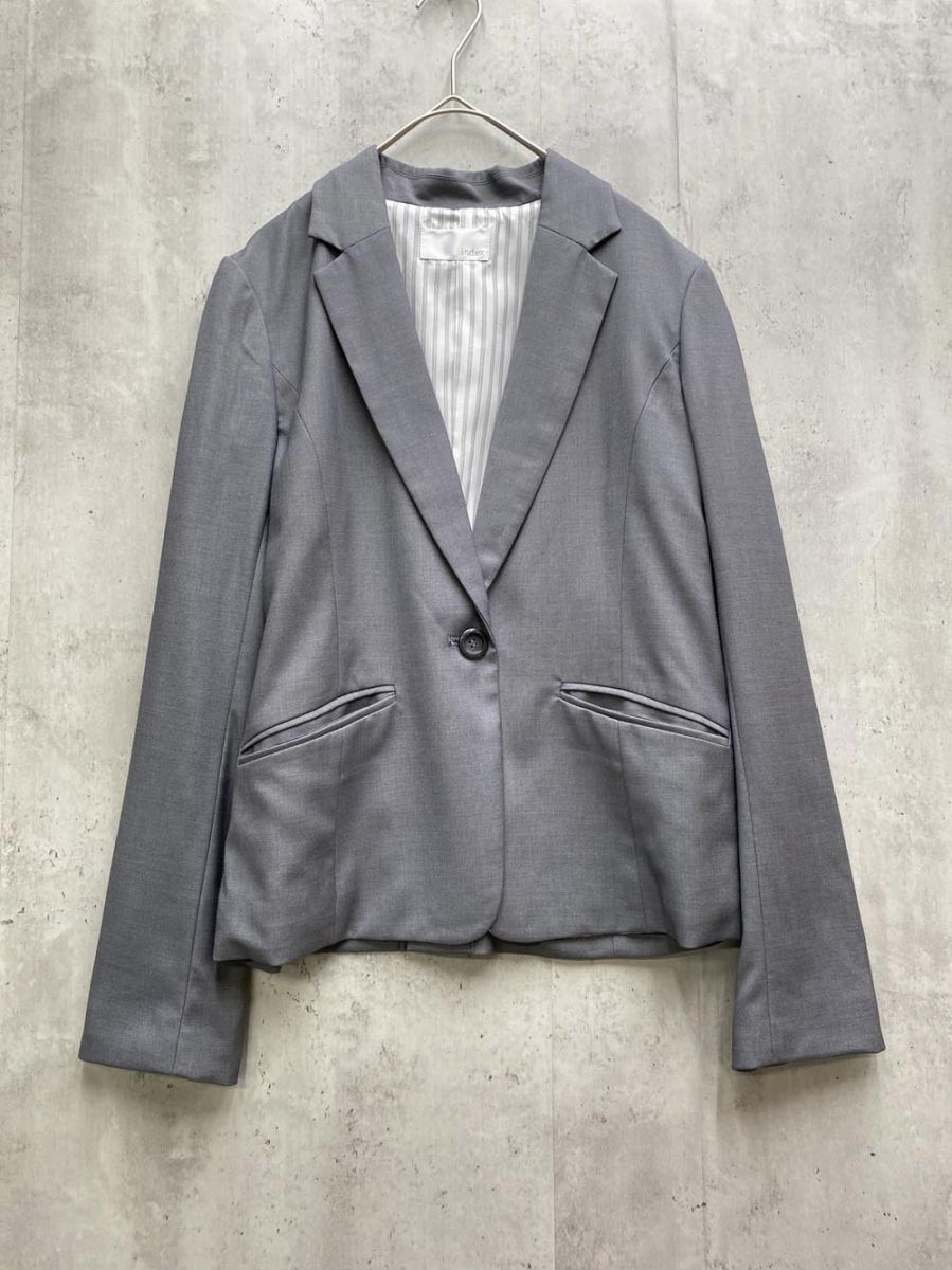 ゆうパケットOK 美品 index インデックス 長袖 ワンボタン テーラード ジャケット sizeM/グレー ◇■拍卖