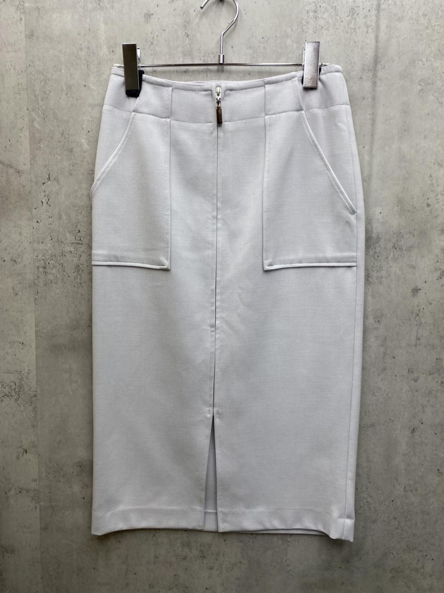 ゆうパケットOK グリーンレーベルリラクシング ユナイテッドアローズ フロントファスナー タイト スカート size36/アイスグレー ◇■拍卖