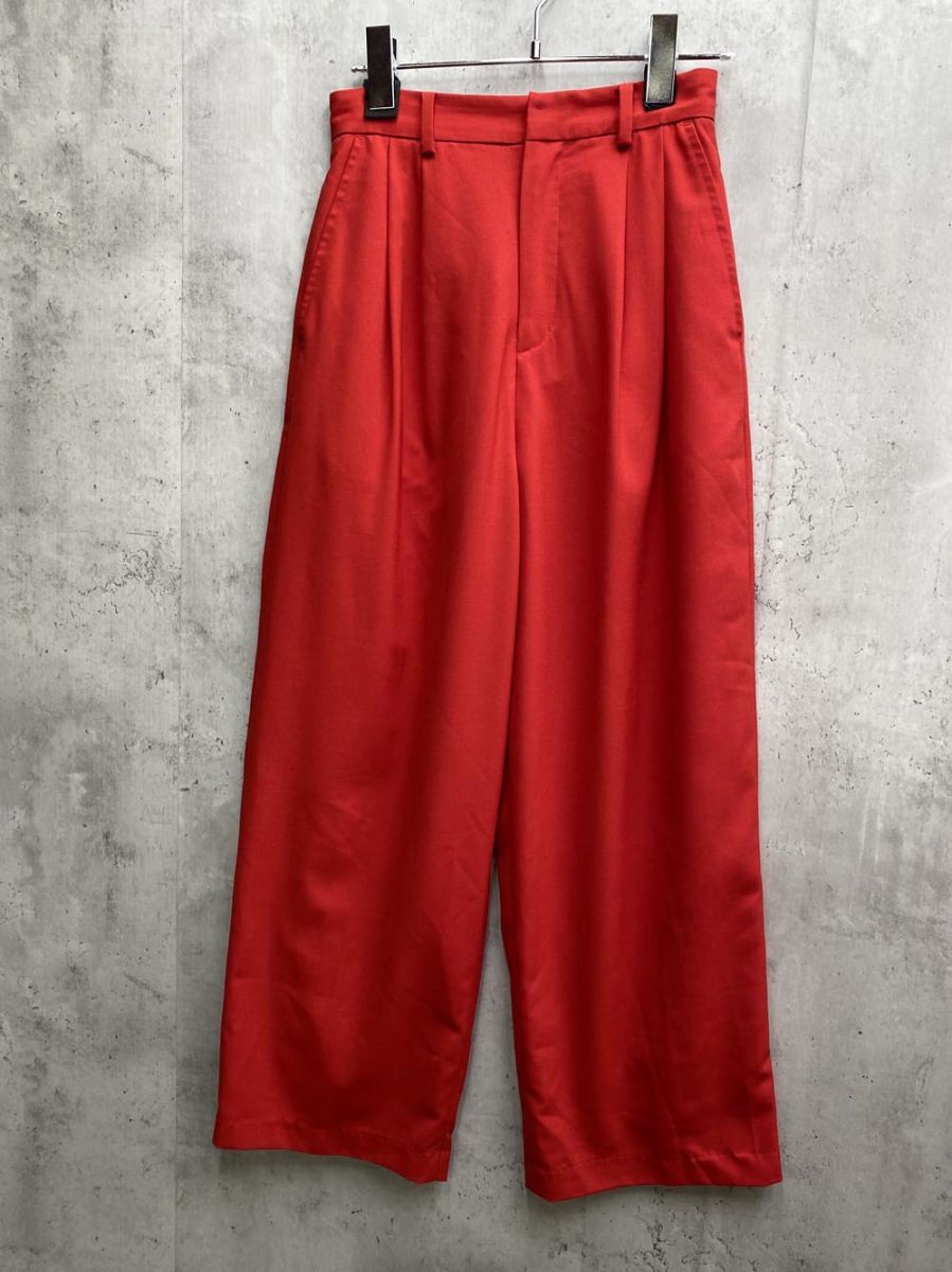 ゆうパケットOK CLANE クラネ 10110-7012 ワイド ベーシックタック パンツ size0/赤 ■◆拍卖