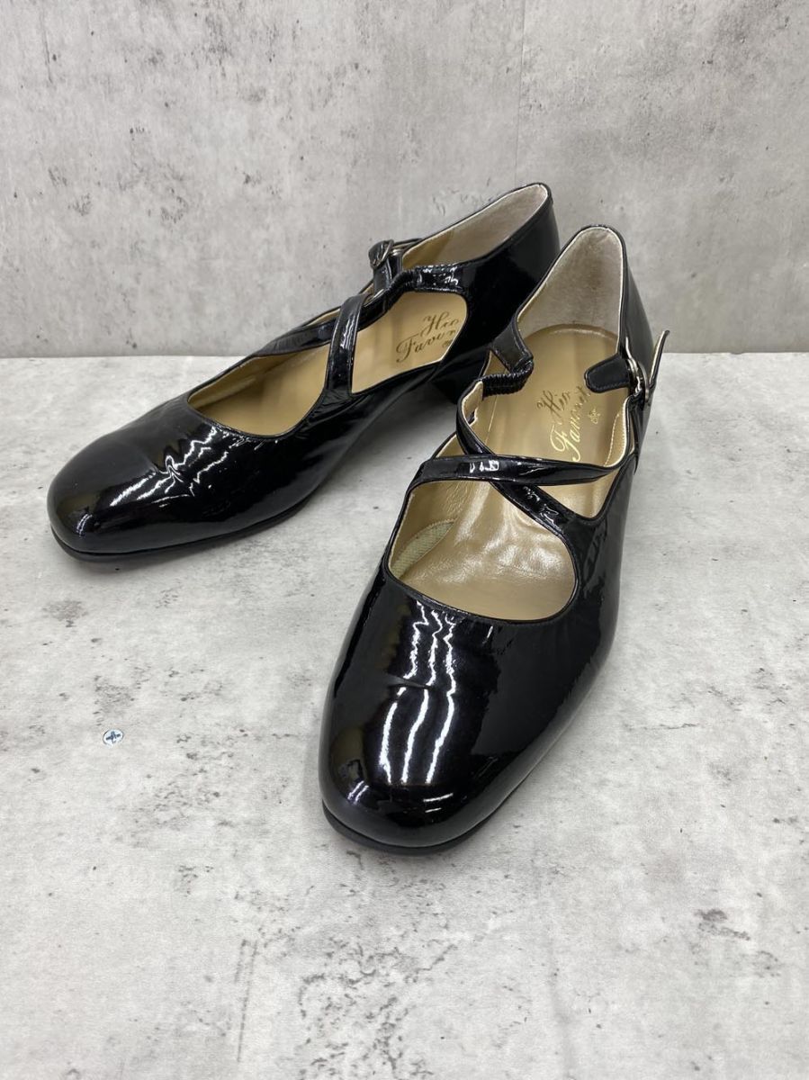 Hio Favorites ヒオ エナメル パンプス size24.5/黒 ■◆拍卖