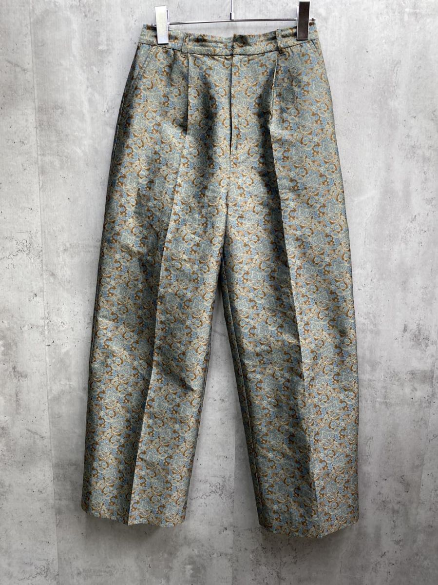ゆうパケットOK B:MING BEAMS ビームス 総柄 フラワー ジャカード パンツ sizeM/緑 ◇■拍卖