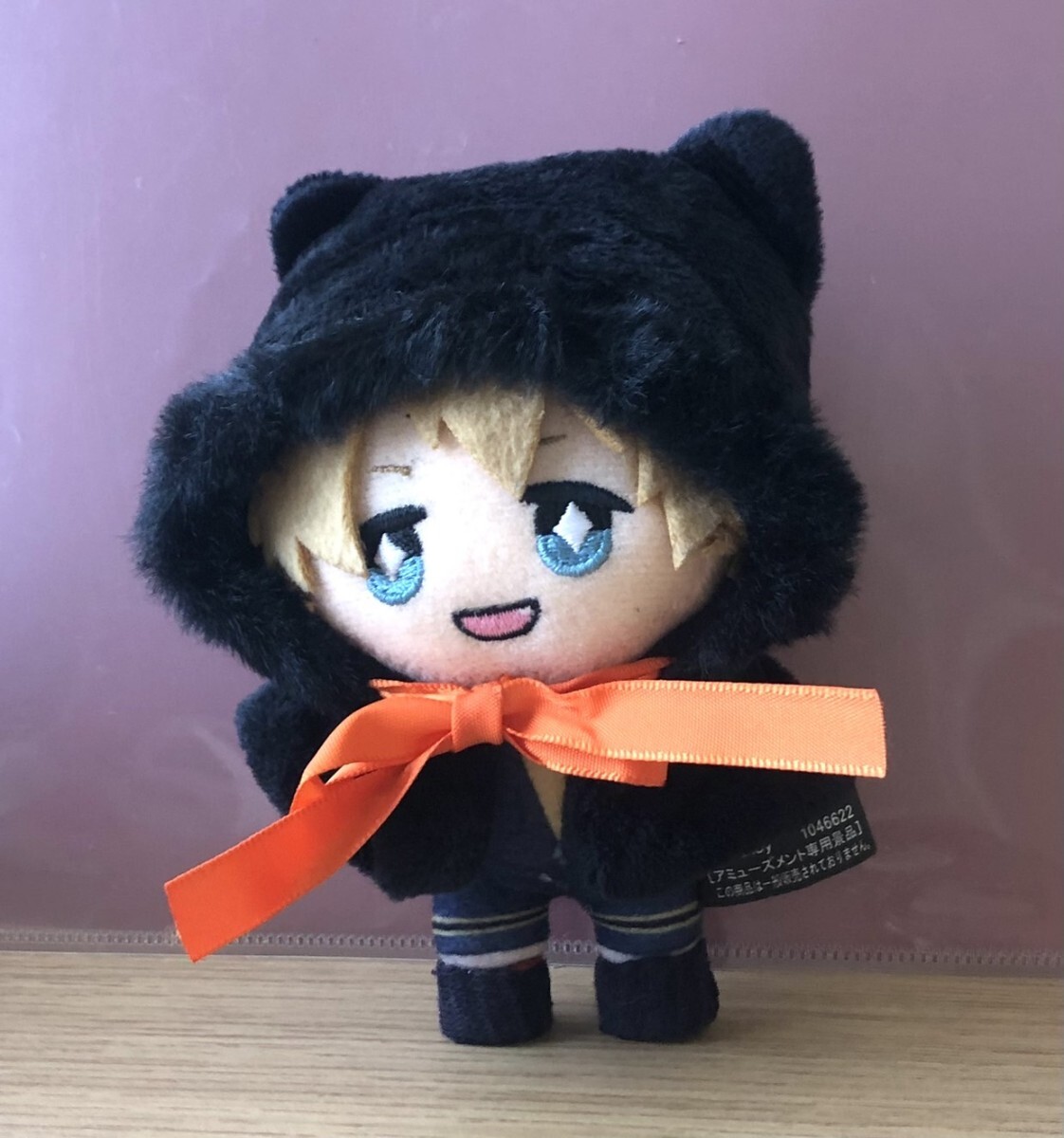 新品 ぬいぐるみ用コスチューム 黒 耳付き フードマント オレンジリボン 猫耳 ねこ耳 ネコ耳 フィギュア ドール ヲタ活 推し活 推しメン 拍卖