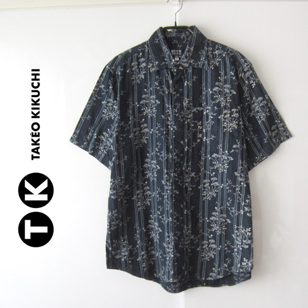 美品 TK/TAKEO KIKUCHI★ 和柄 コットン 半袖シャツ拍卖