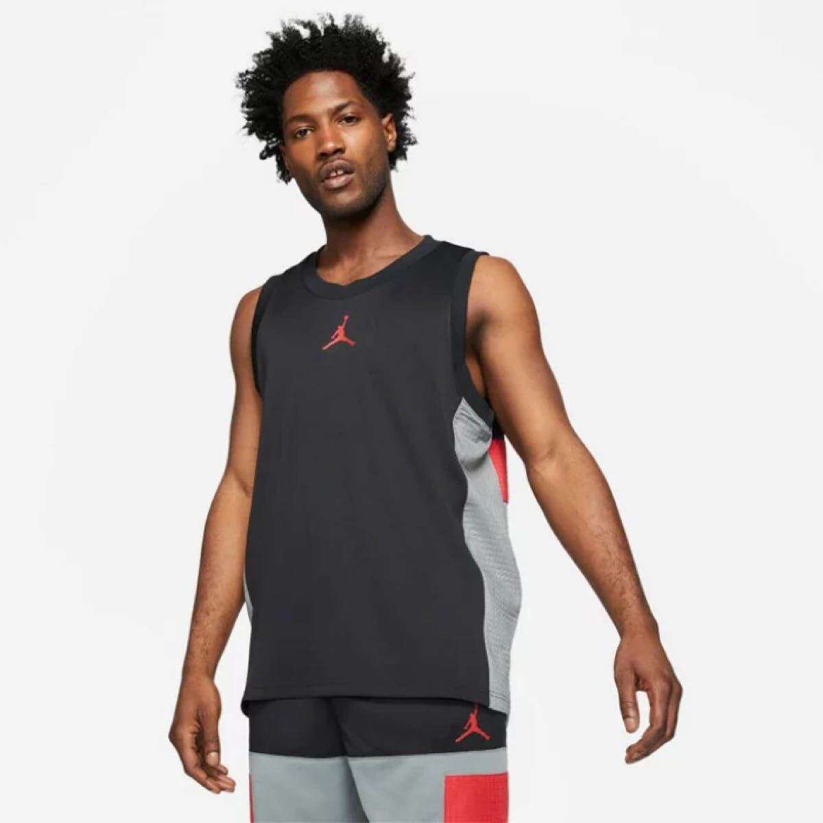 NIKE JORDAN DRI-FIT ノースリーブタンクトップ S ブラック×レッド×グレー NIKE JORDAN DRI-FIT Sleeveless Tank Top S Black Red Gray拍卖