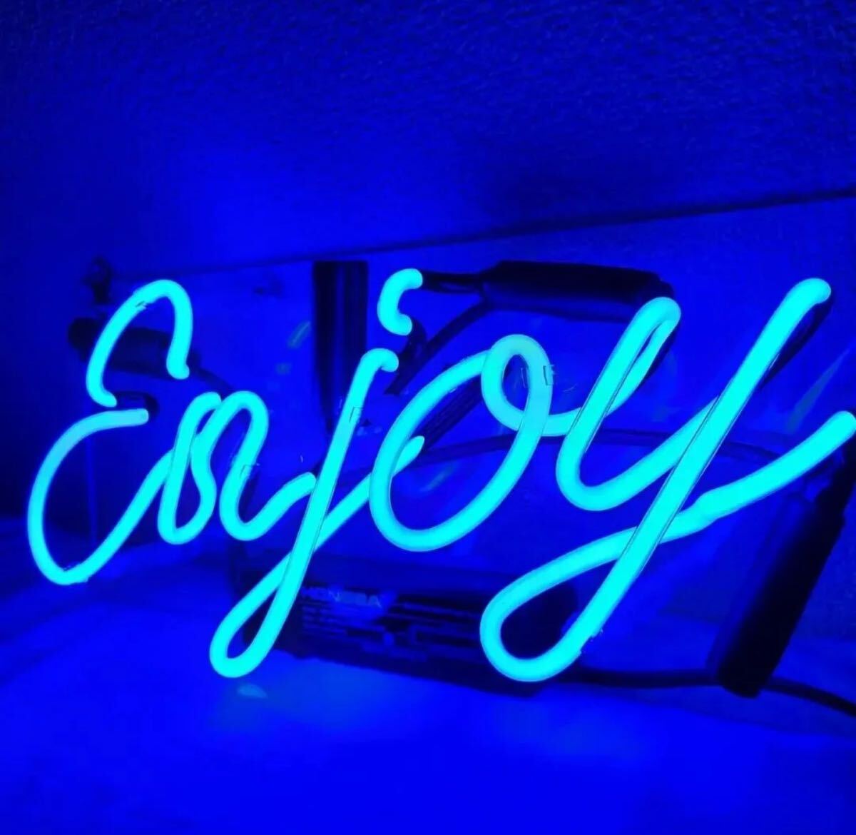 オーダーメイド ネオン管 ブルー ENJOYネオンライト 看板 LEDインテリア アメリカン ガレージ ネオンサイン 看板 ライト オープン拍卖