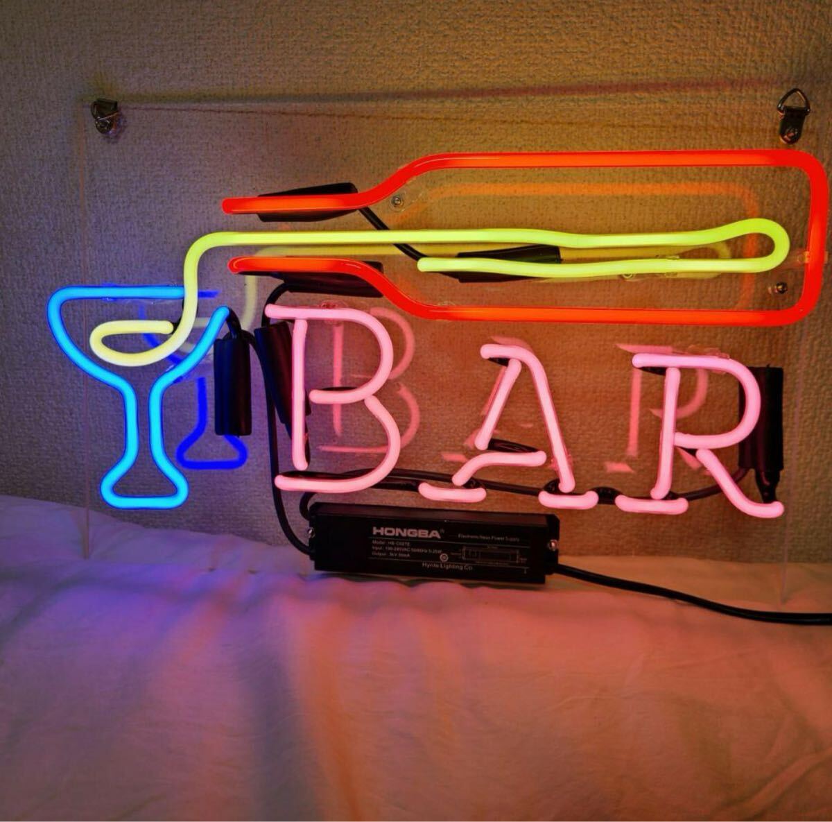 オリジナル ネオン管 BARネオンサイン グラスとボトルデザイン 壁掛け照明 看板 インテリア ネオンサイン OPEN拍卖