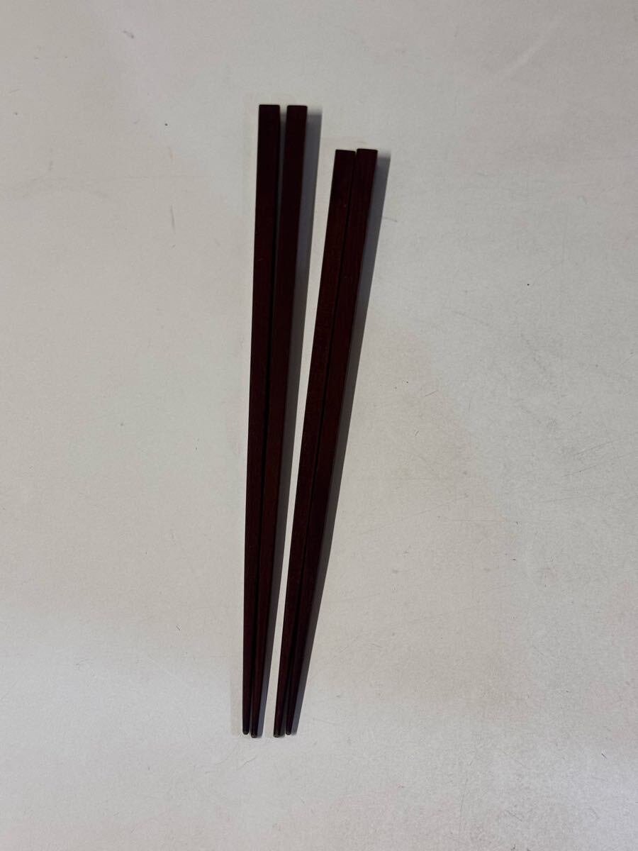 四角 夫婦箸 茶色 木製 金銀 カトラリー お箸拍卖