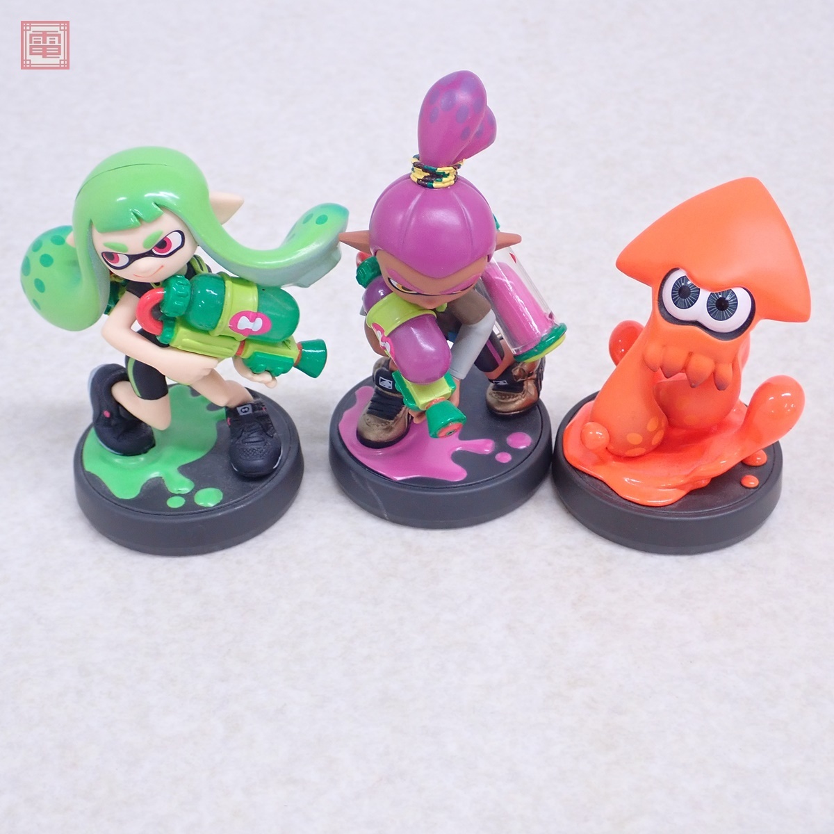 amiibo アミーボ スプラトゥーン ガール ライムグリーン/ボーイ パープル/イカ オレンジ まとめて 3点セット 任天堂 Nintendo【10拍卖