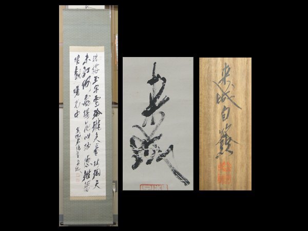 【心庵】掛軸 宮崎来城 紙本 書/肉筆 共箱 真作 詩人 日露戦争 従軍記者 A1152拍卖