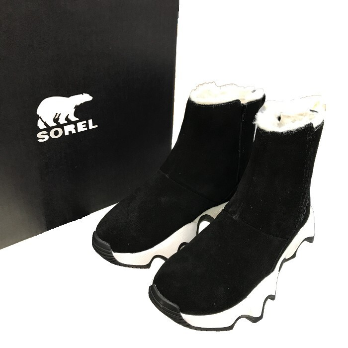 SOREL ソレル キネティック インパクト ショートブーツ レディース 秋冬 Black/Sea Salt 22.5cm NL5196 中古 T1拍卖