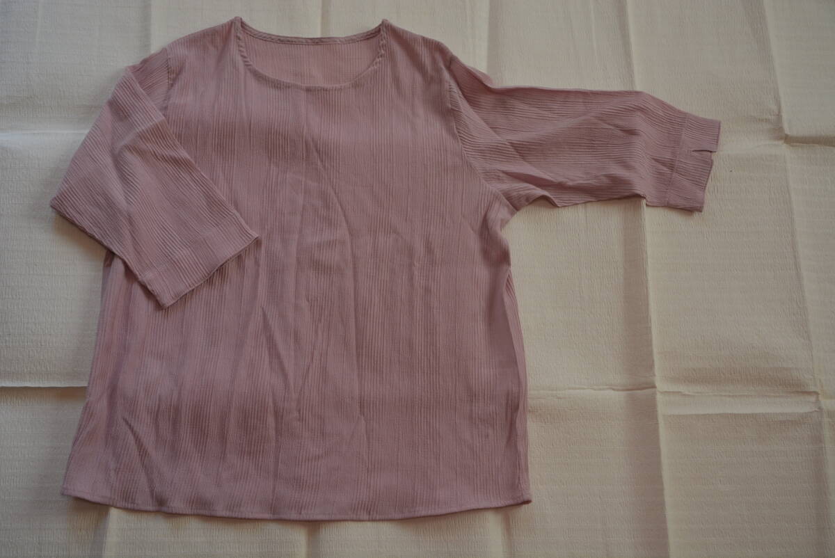 ★未使用★サイズLL 婦人7分袖カットソー 丸襟 薄ピンク拍卖