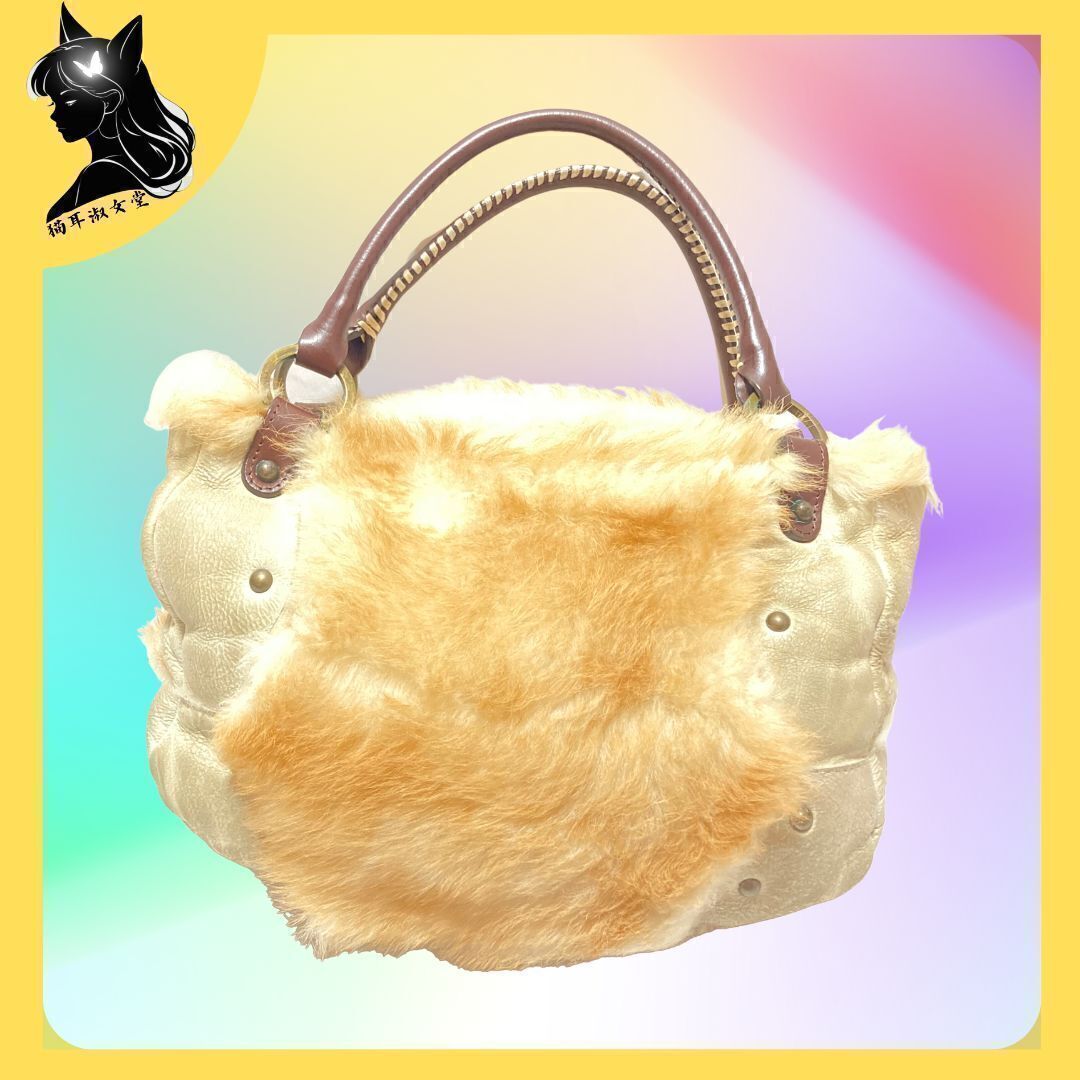 【ブランド】 銀座かねまつ 高級 ハンドバッグ ファー付 手触り 色 美麗 丈夫 大容量拍卖