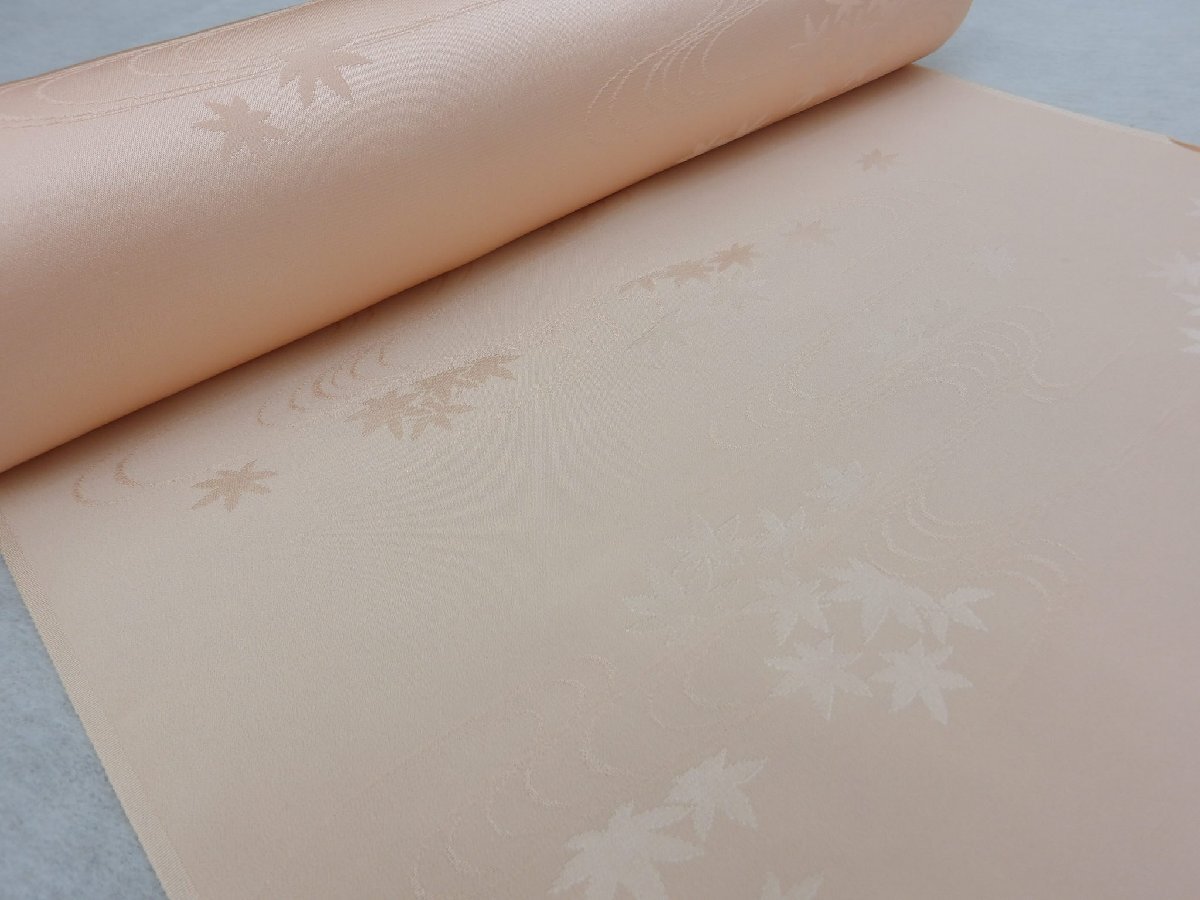 〔楽布特選〕P34576 正絹 「寿光織り」製 桜色 無地 紋綸子 襦袢 新品 反物 オークション t拍卖