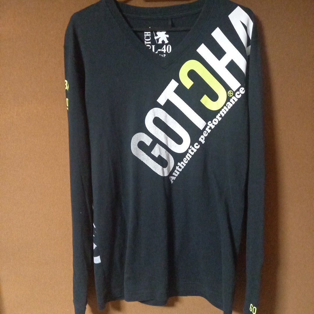 ガッチャサーフ メンズ Vネック ロンT サイズL ブラック GOTCHA SURF 長袖Tシャツ拍卖