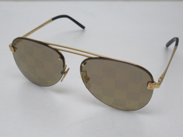 ■LOUIS VUITTON Z1424E ルイヴィトン ダミエ ティアドロップ アビエーター サングラス ゴールドカラー 60□14 140拍卖