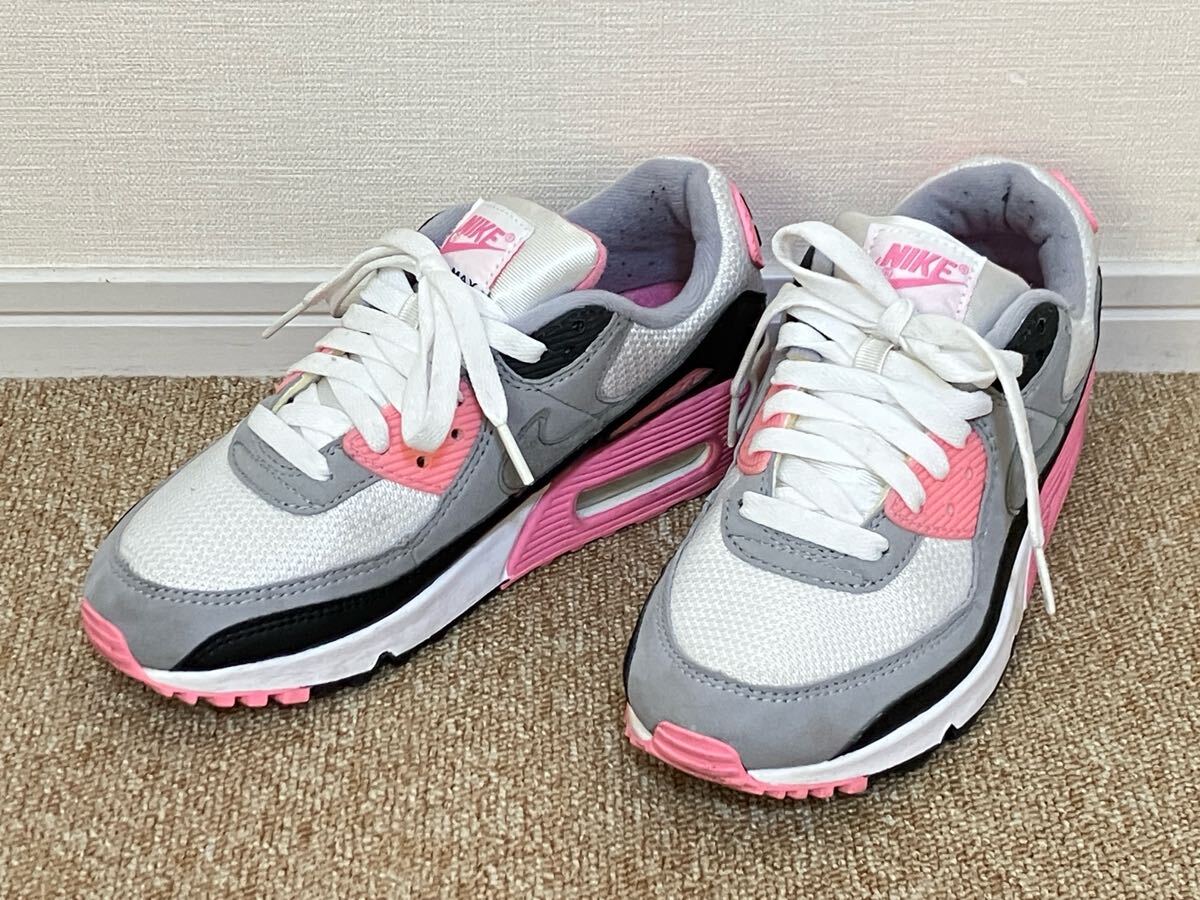 J144☆送料無料☆美品 NIKE『CD0881-101 Air Max 90 サイズ:24.0cm』レディース エアマックス90 スニーカー 中古品 ROSE PARTICLE GREY拍卖