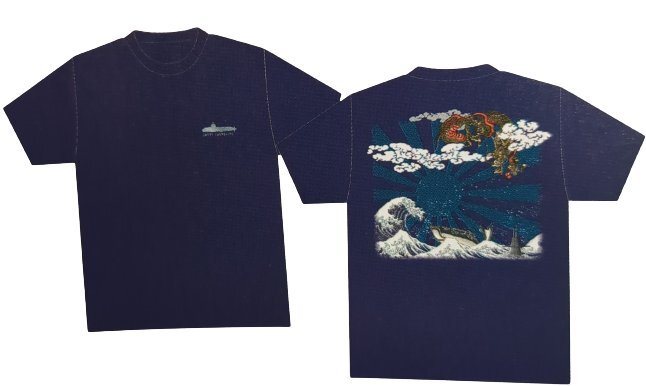 海上自衛隊 潜水艦 浮世絵 ドライTシャツ ネイビー サイズL拍卖