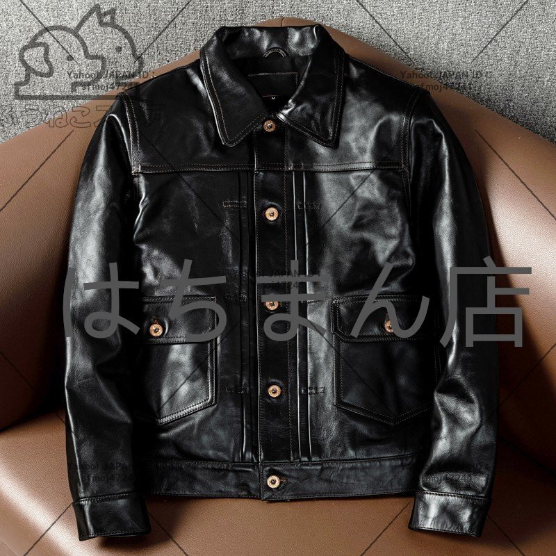 馬革 レザージャケット 革ジャン ライダース ホースハイド 本革 メンズファッション バイクレザー アメカジ ホースレザー 選択3XL拍卖