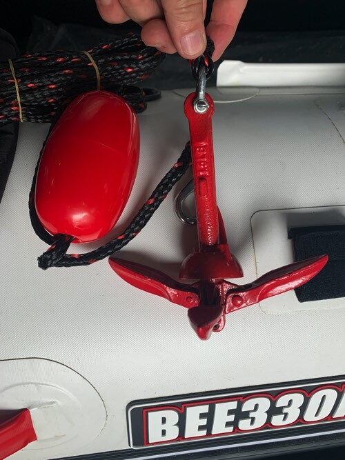 フローターにも装備すると便利な最小のアンカー「手のひらアンカー0.7kg」 マーカー&ロープ、収納バック付きセット・送料は全国600円拍卖